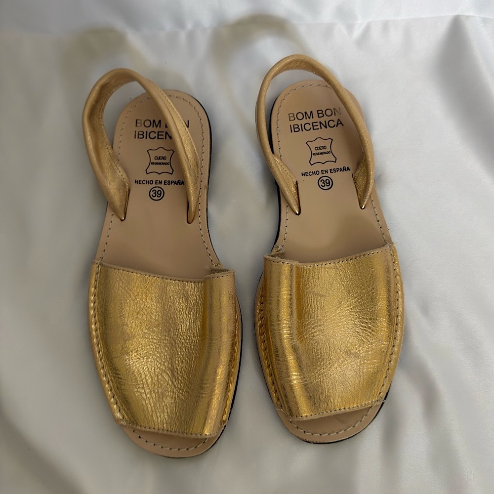 Bom Bon Ibicenca Gold Sandals - Made In Spain - Leather